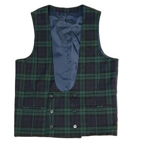 Asos Men Green Plaid Skinny Suit Vest Size 38